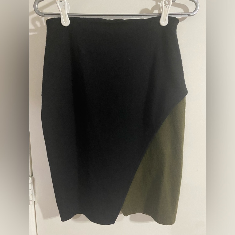 Asymmetrical wool skirt
